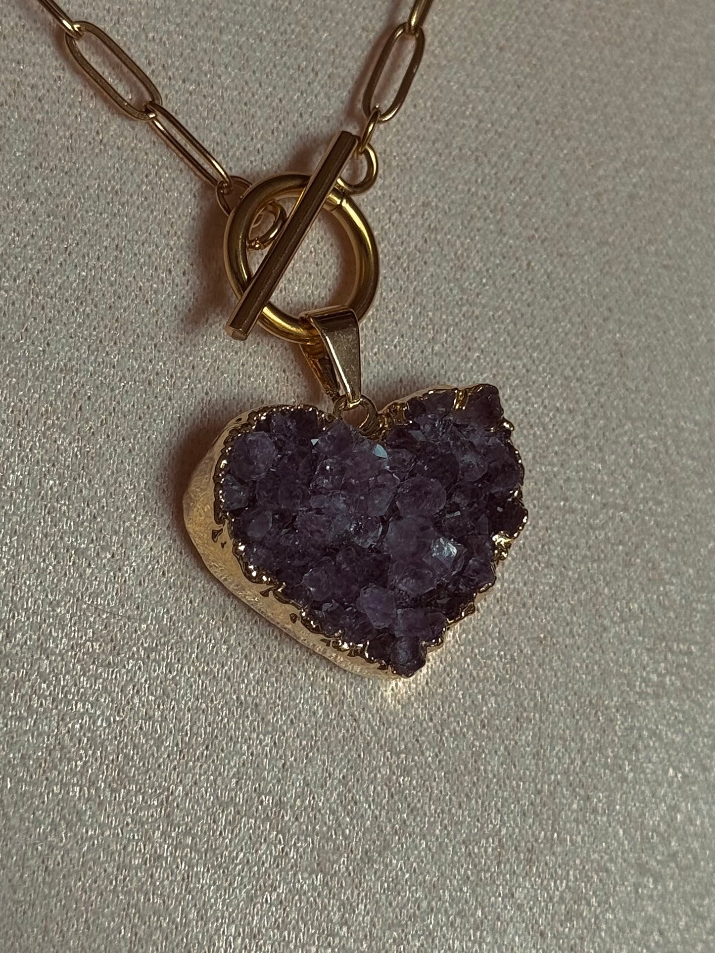 Druzy Love - Edelstahlkette Paperclip