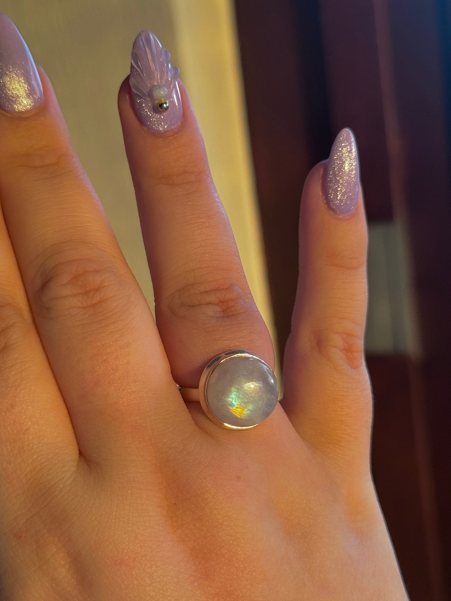Mondstein Ring 925er Silber Rund