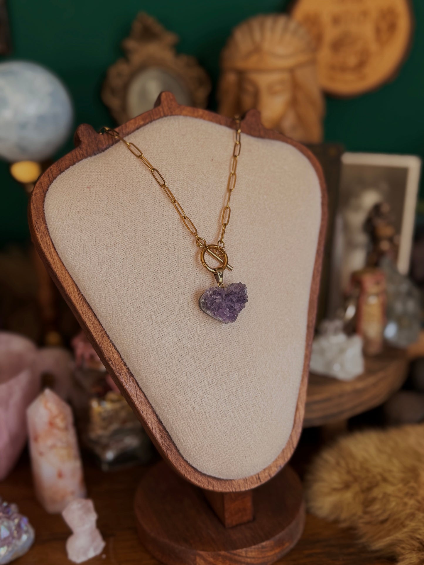 Druzy Love - Edelstahlkette Paperclip