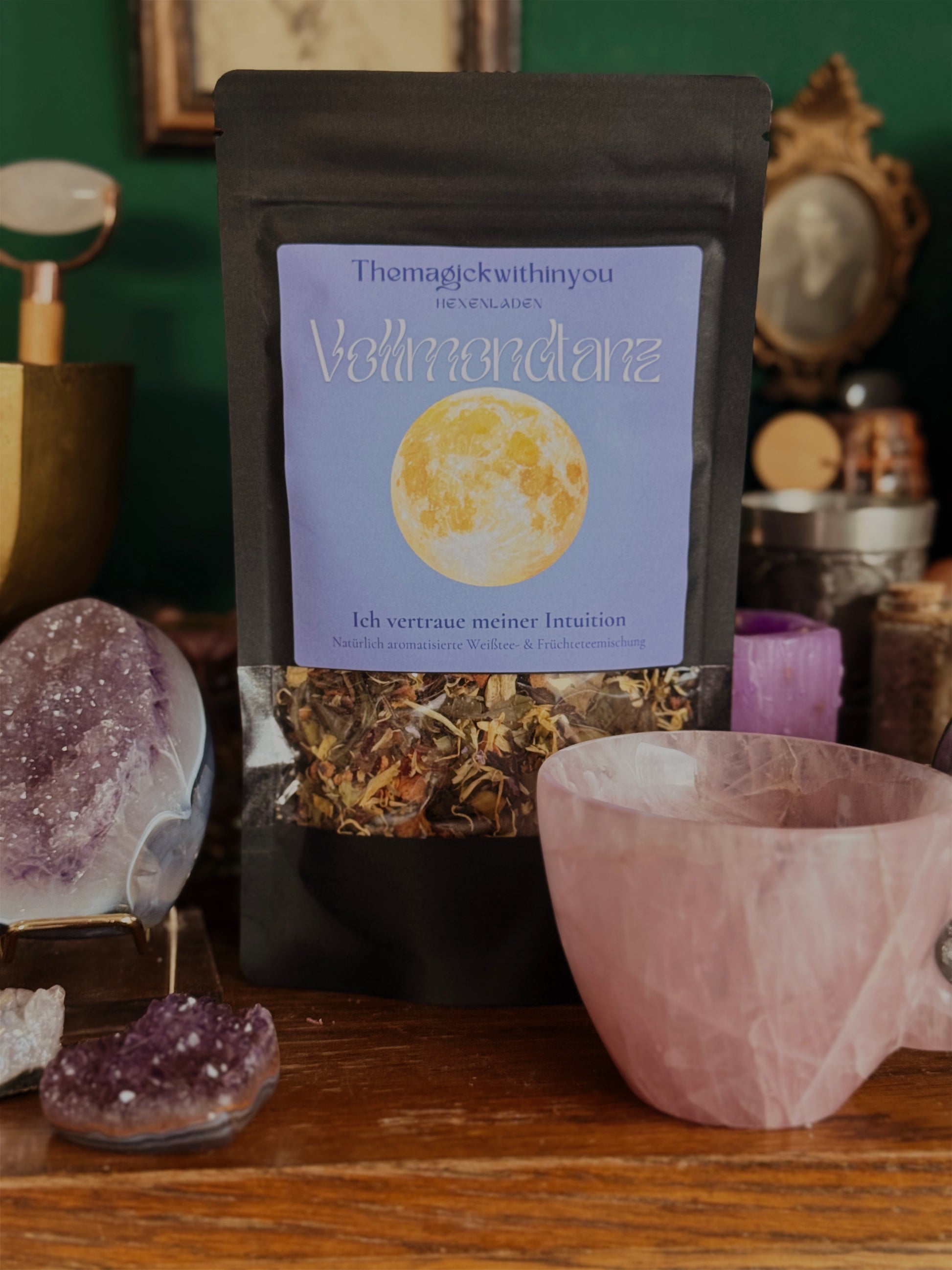 Vollmondtanz Mondtee mit weißem Tee, Birne, Apfel und Blüten für Vollmondrituale und Meditation