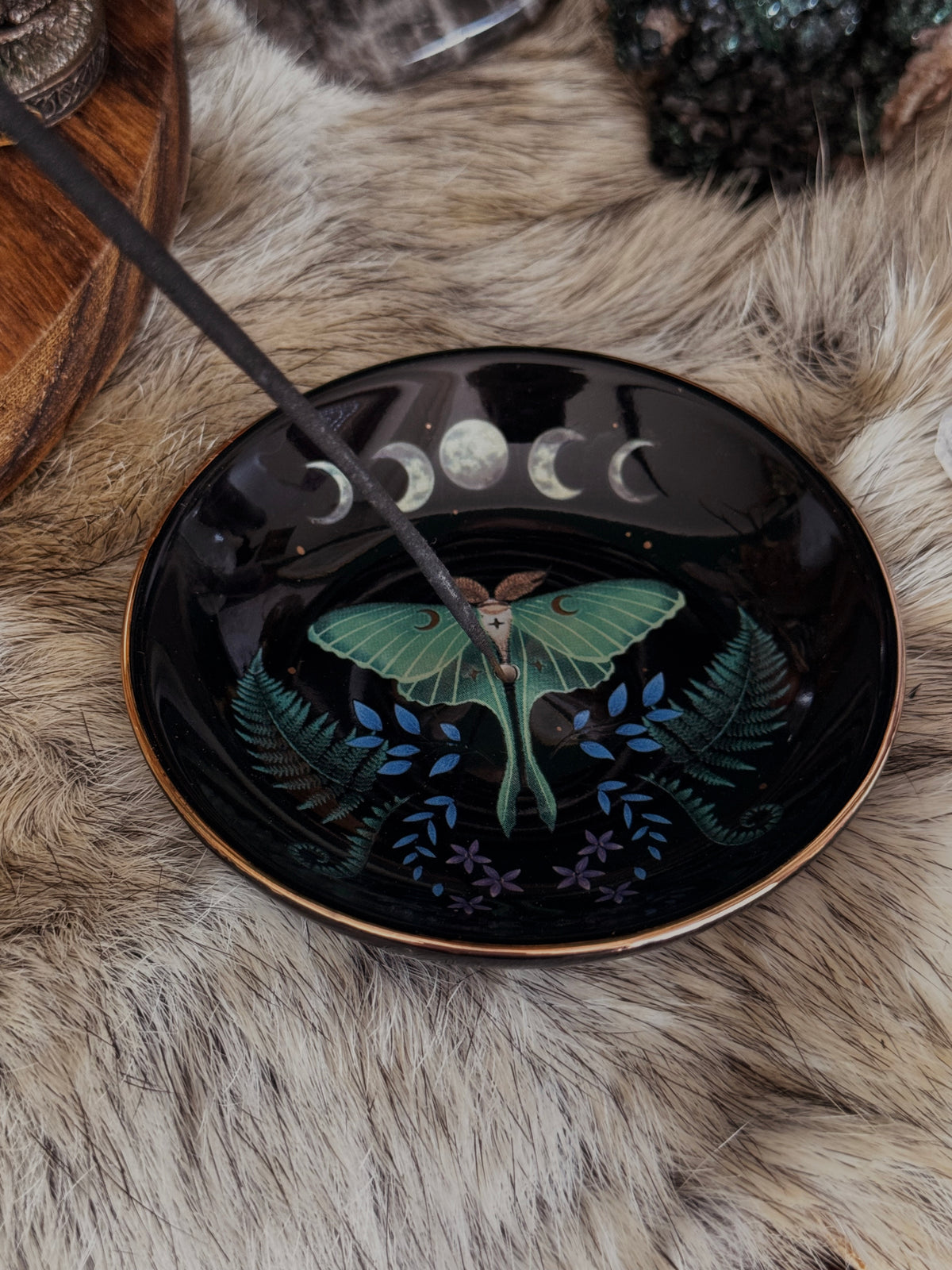 „Luna Moth“ - Keramik-Räucherstäbchenhalter