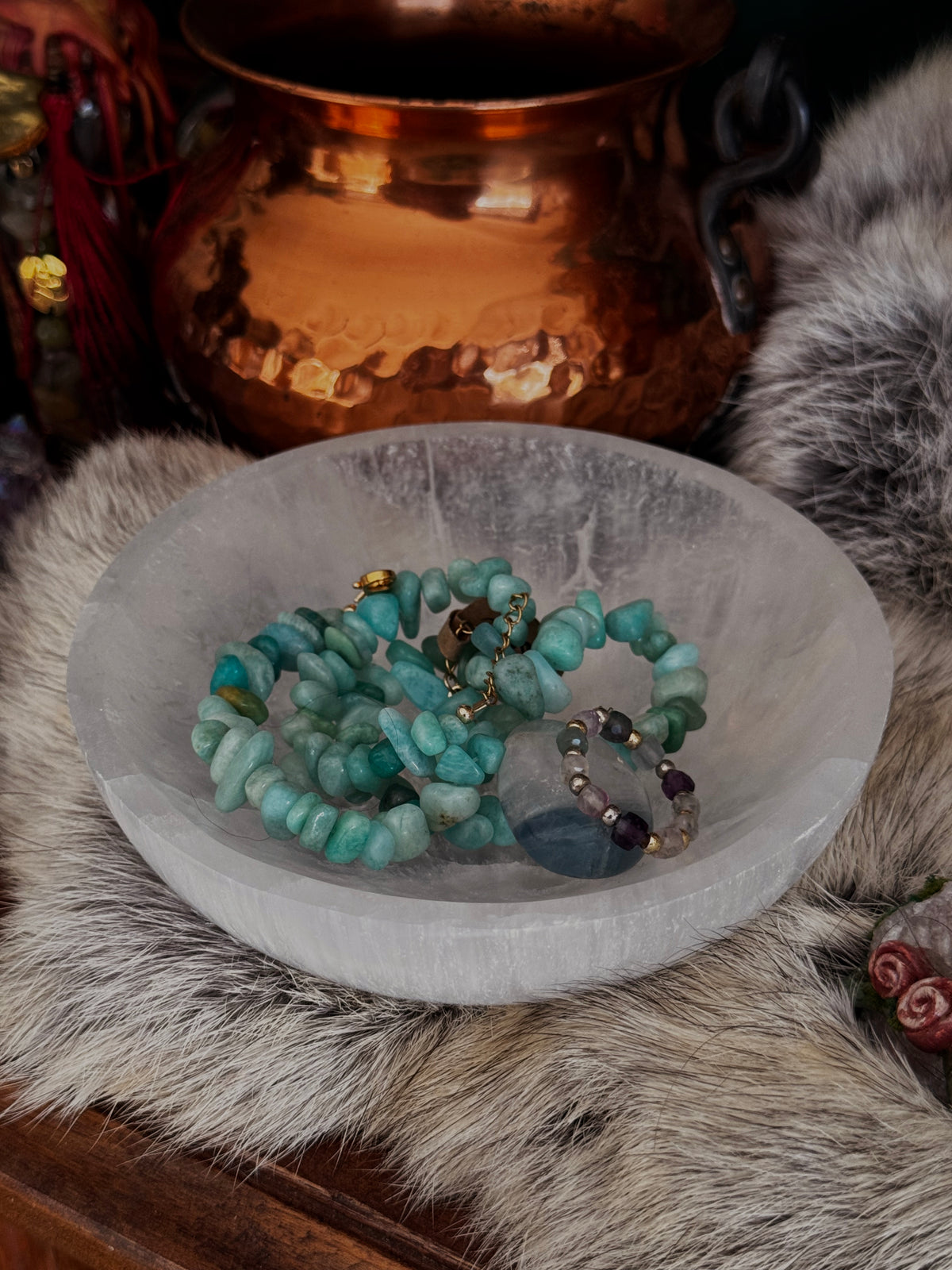 Runde Selenit-Reinigungsschale für Schmuck, Kristalle und spirituelle Ritualgegenstände