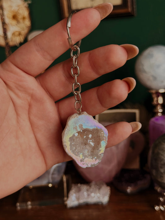 Schlüsselanhänger - Aura Bergkristallgeode