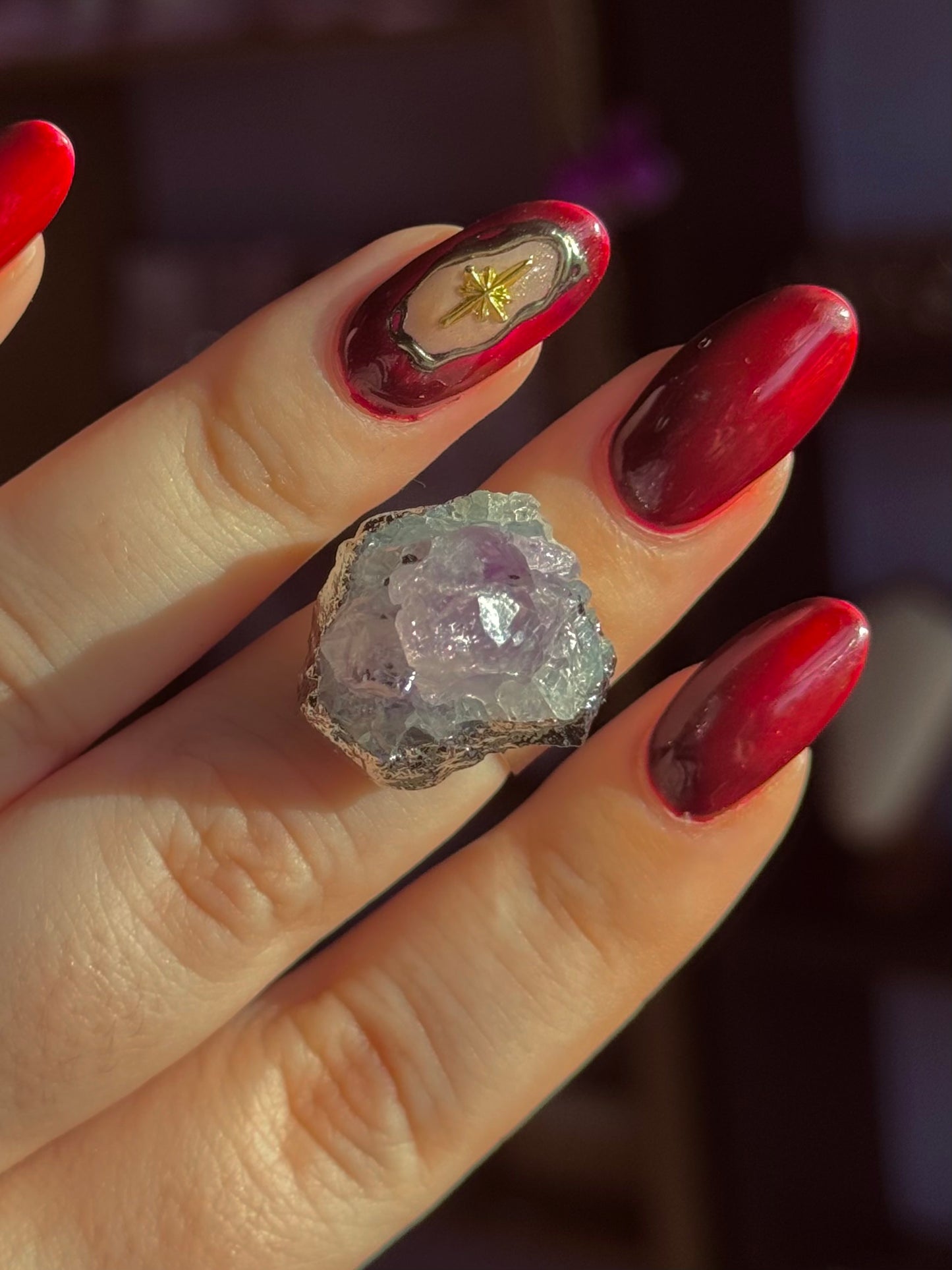 Amethyst Whisper – Druzy Ring