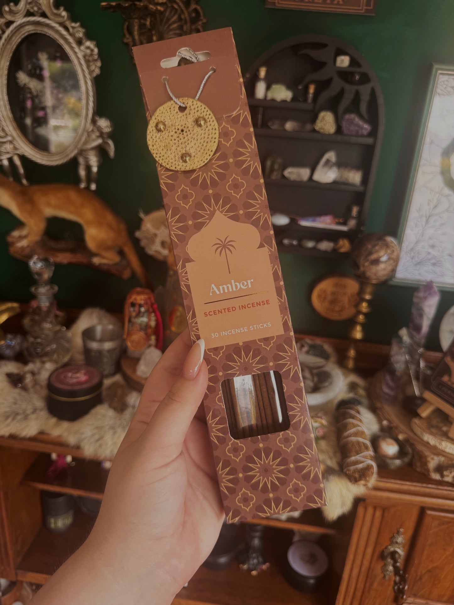 Räucherstäbchen mit Messinghalter – Rose Oud, Cardamom oder Amber