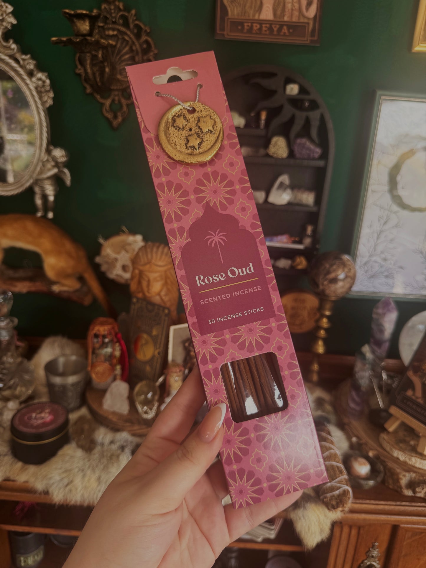 Räucherstäbchen mit Messinghalter – Rose Oud, Cardamom oder Amber