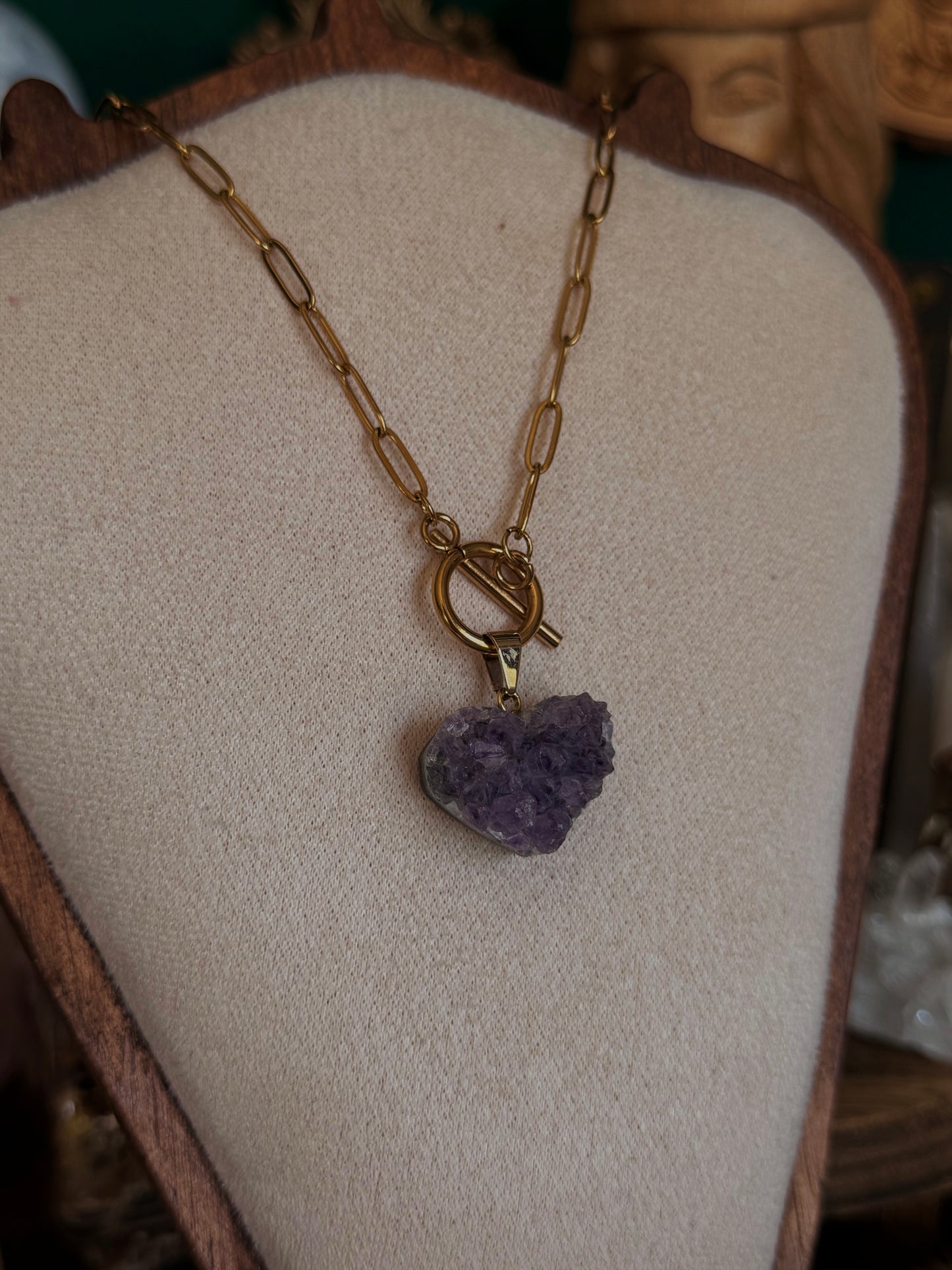 Druzy Love - Edelstahlkette Paperclip